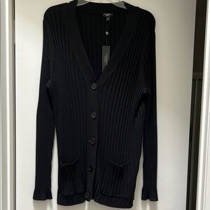 Talbots’s Black Classic Ribbed Cardigan Sweater